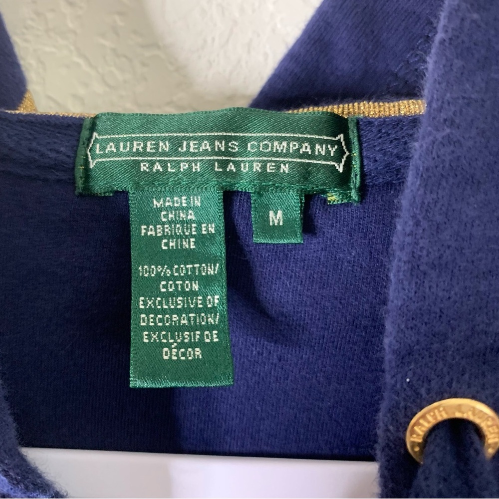 Lauren Ralph Lauren jeans blue y2k full zip hooded sweater M - Picture 6 of 7